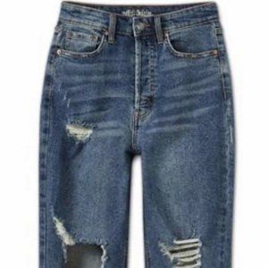 👖 Women's Super-High Rise Distressed Straight Jeans - Wild Fable- DARK Wash 18